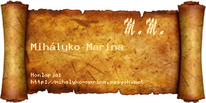 Mihályko Marina névjegykártya